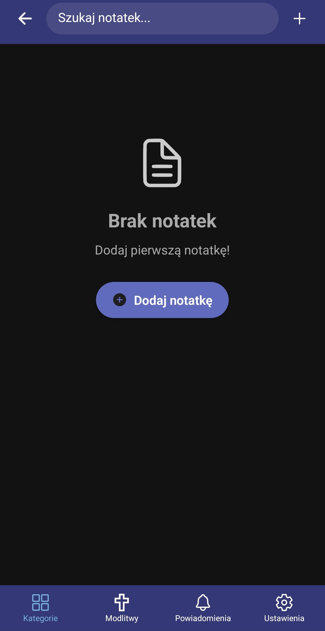 Notatnik w aplikacji Militia Immaculatae